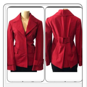 Alfani jacket Red BELTED PLEATED BACK PEACOAT SZ XS